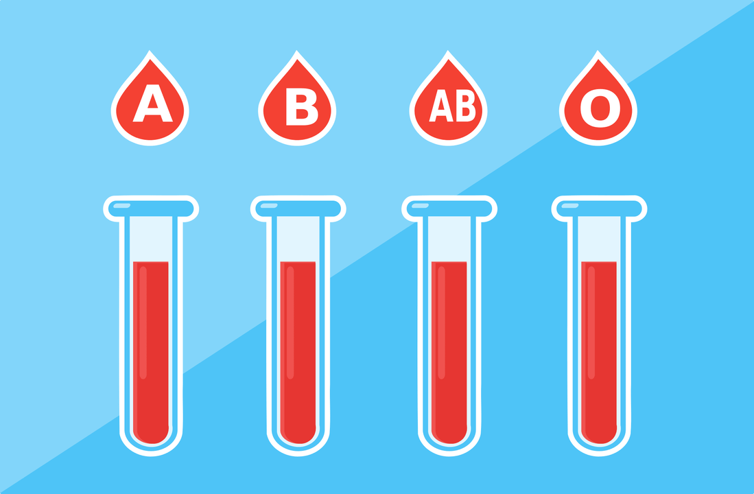 There are 4 blood groups A, B, AB, O. 