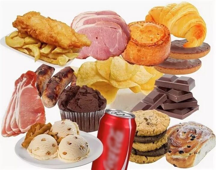 Harmful foods prohibited during the weight loss process. 